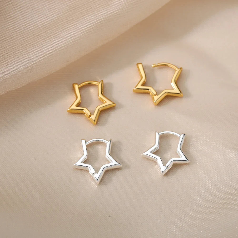 Geometric Star Earrings For Women Stainless Steel Star Hoop Earring Girl Jewelry Gift Charm Hypoallergenic Accessories Brincos