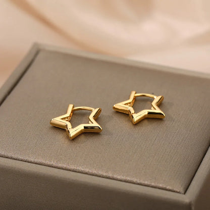 Geometric Star Earrings For Women Stainless Steel Star Hoop Earring Girl Jewelry Gift Charm Hypoallergenic Accessories Brincos
