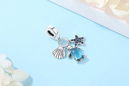 Original 925 Sterling Silver Charms Love Heart Turtle Murano Glass Pendant Beads Fit Pan Bracelet Necklace Jewelry For Women