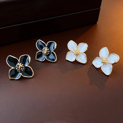 2025 Hibiscus Dropped Glaze Flower Stud Earrings for Women Girl French Ins Vintage Fashion Korean Wedding Romantic Jewelry